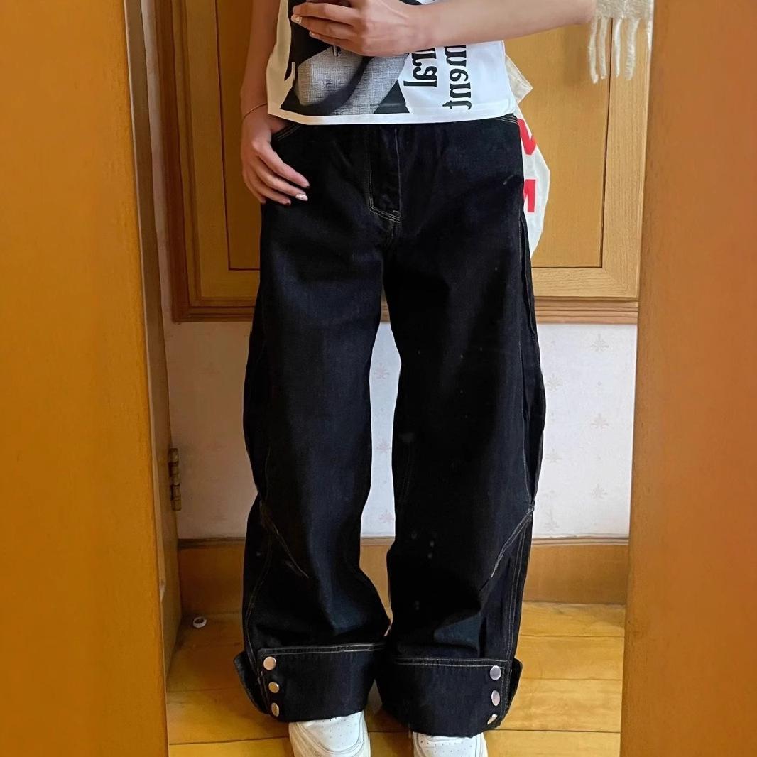 American Vibe Plus-Size Washed-Design Straight-Leg Jeans - High Street Loose Draping Wide-Leg Slimming Pants for Women M чорний
American Vibe Plus-Size Washed-Design Straight-Leg Jeans - High Street Loose Draping Wide-Leg Slimming Pants for Women M чорний
