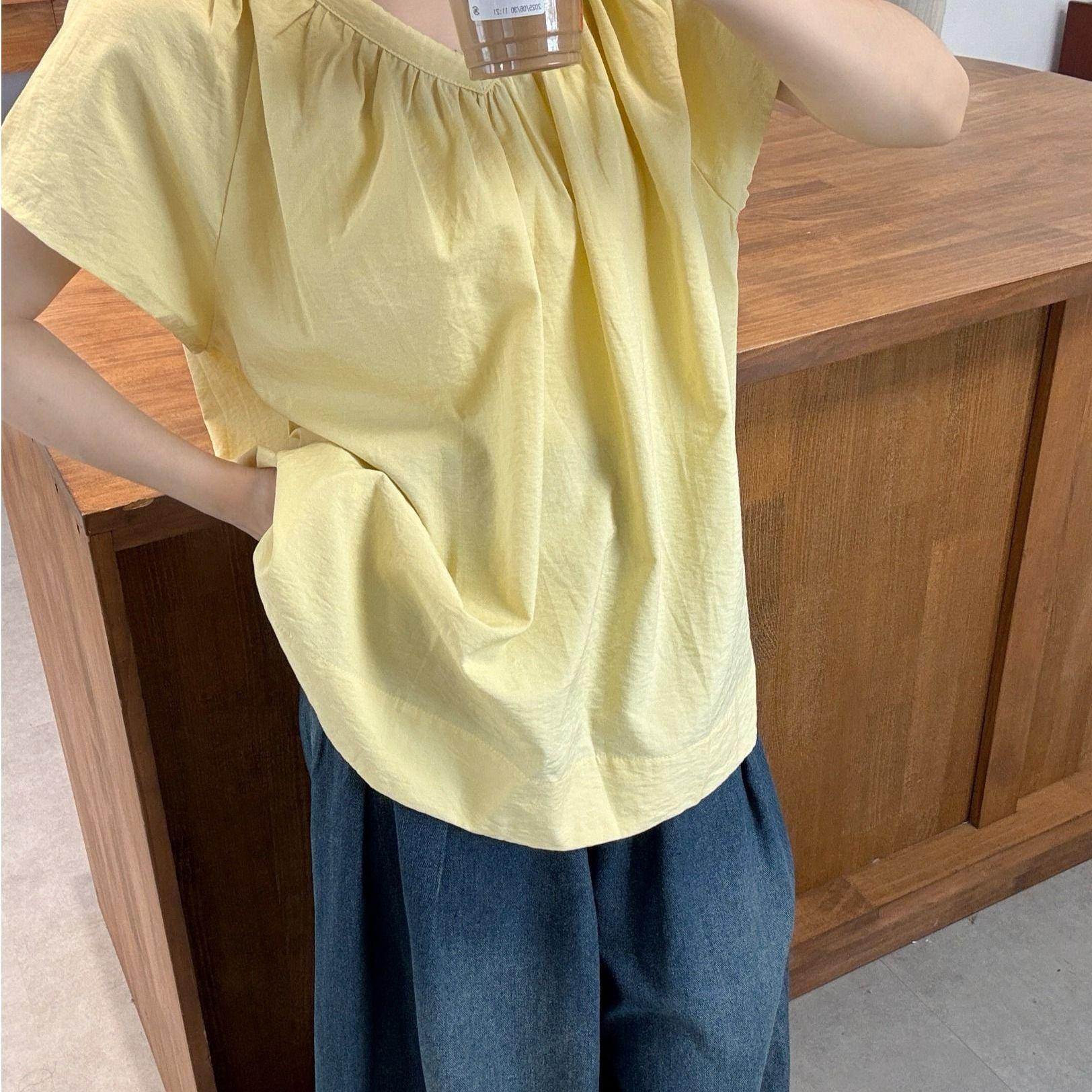 Женские нежные желтые рубашки с V-образным вырезом Свободные универсальные женские блузки с коротким рукавом Летний удобный пуловер Женский топ 2XL
Женские нежные желтые рубашки с V-образным вырезом Свободные универсальные женские блузки с коротким рукавом Летний удобный пуловер Женский топ 2XL