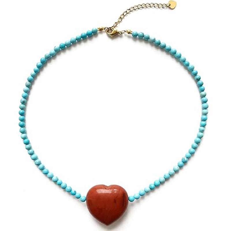 1pc Natural Stone Heart Pendant Necklace for Women Bohemian Handmade Beaded Necklace Jewelry for Lady
1pc Natural Stone Heart Pendant Necklace for Women Bohemian Handmade Beaded Necklace Jewelry for Lady