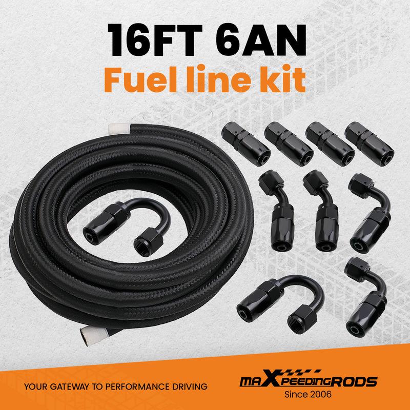AN6 -6AN Fitting Stainless Steel Nylon Braided Oil Fuel Hose Line 16 Feet Kit Oil Hose Pipe + Fitting Hose End
AN6 -6AN Fitting Stainless Steel Nylon Braided Oil Fuel Hose Line 16 Feet Kit Oil Hose Pipe + Fitting Hose End