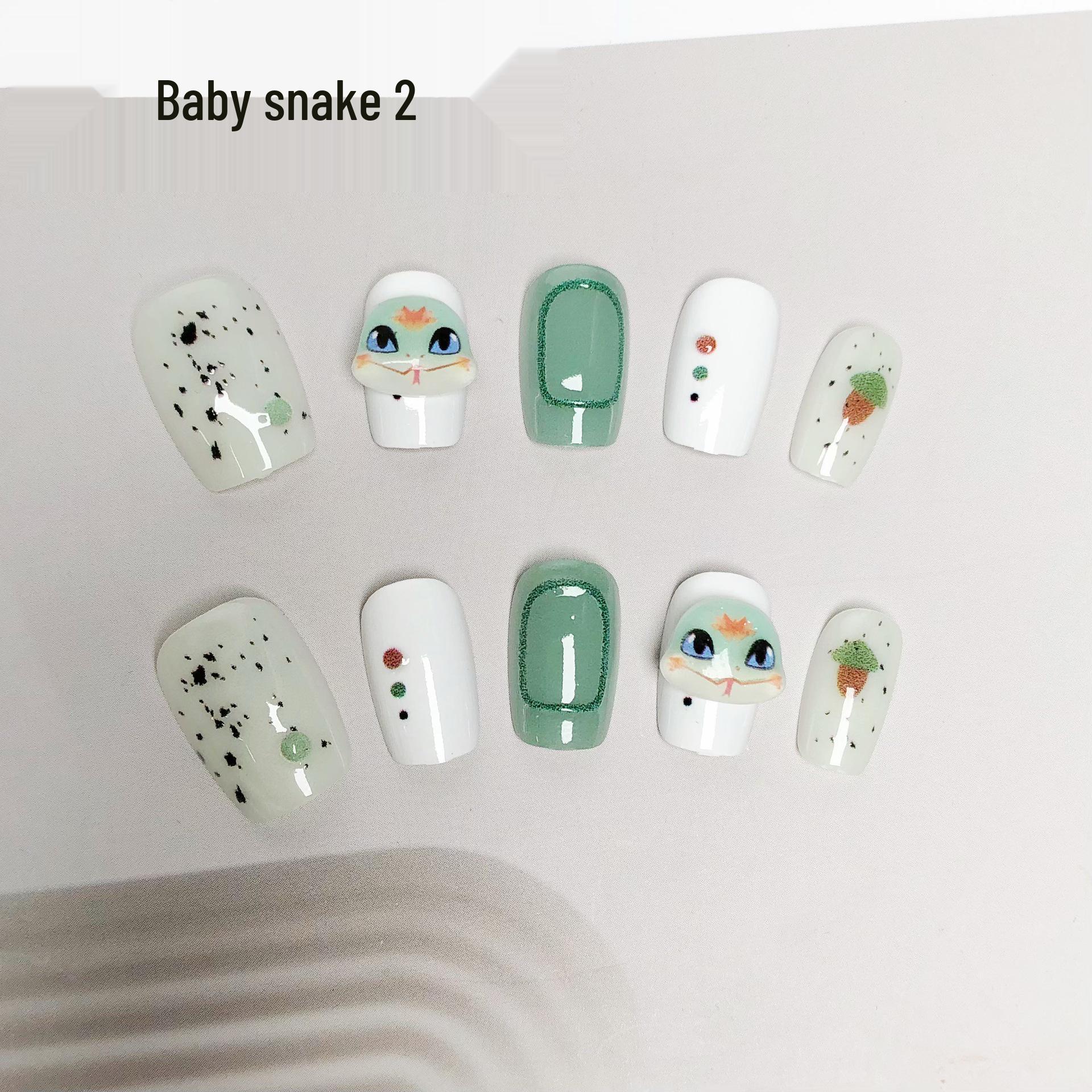 Wearable Snake-Themed Cartoon Nail Art Patches - Cute, Short, and Removable Fake Nails for New Year.
Wearable Snake-Themed Cartoon Nail Art Patches - Cute, Short, and Removable Fake Nails for New Year.