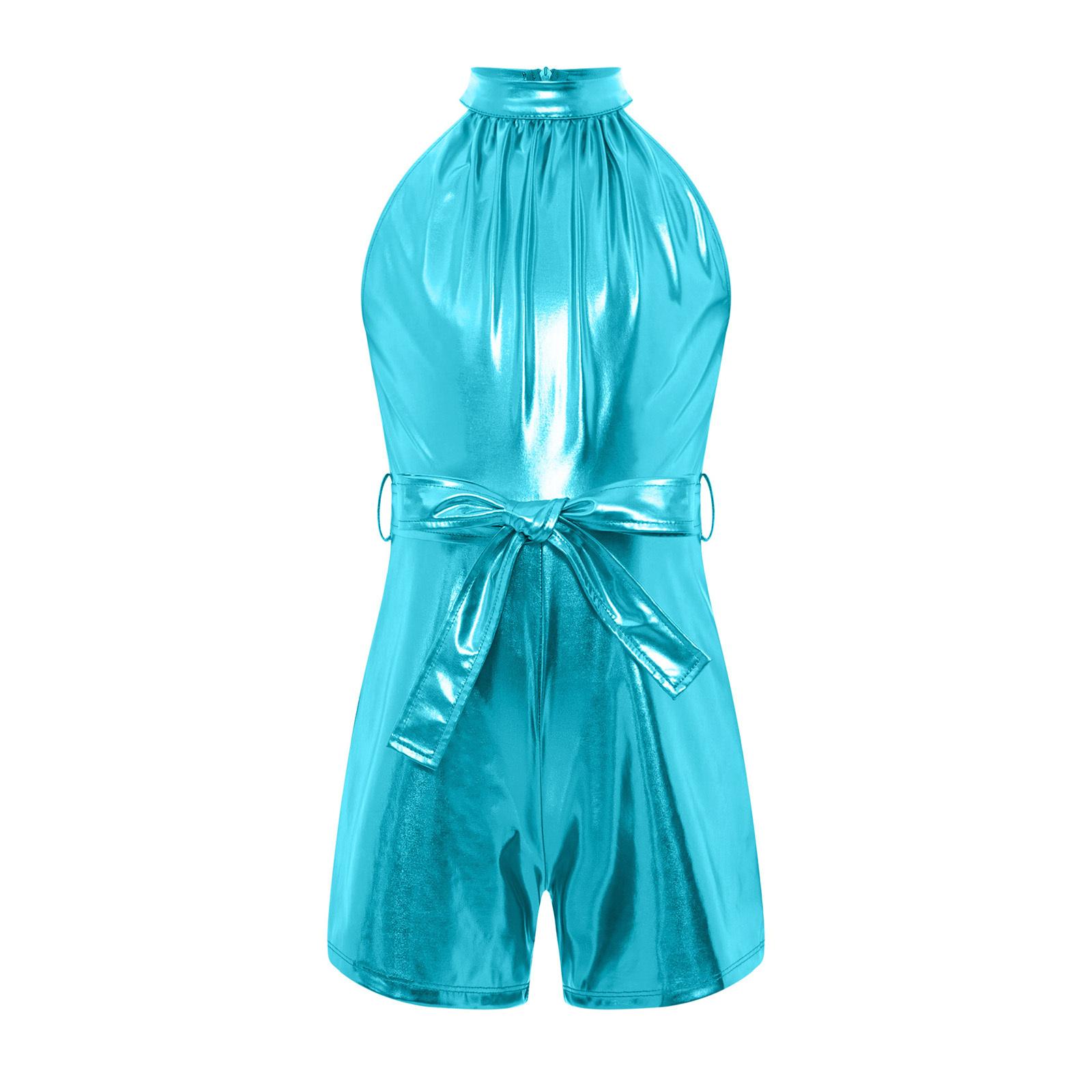 Girls Halter Sleeveless Metallic Jumpsuit Back Invisible Zipper Shiny Romper with Belt 5-6 Years світло-синій колір
Girls Halter Sleeveless Metallic Jumpsuit Back Invisible Zipper Shiny Romper with Belt 5-6 Years світло-синій колір