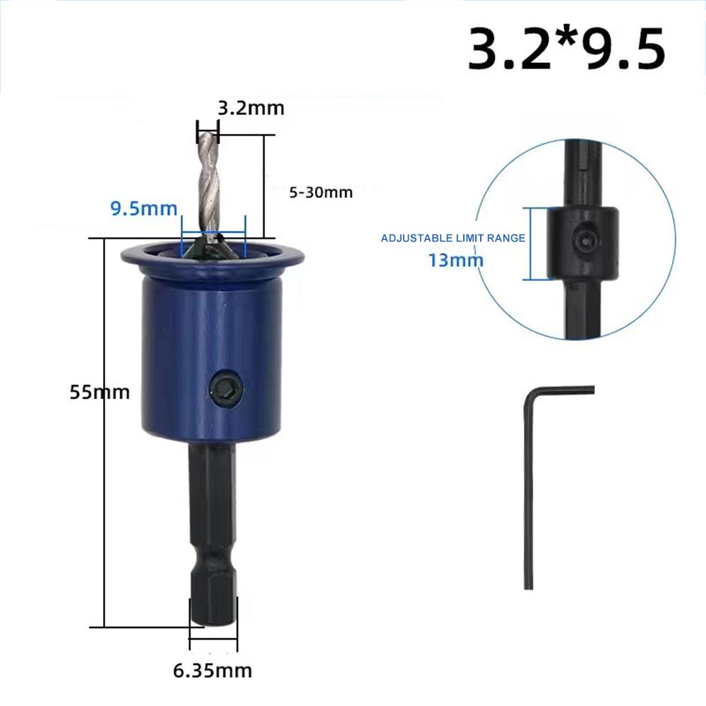 6.35mm 1/4 Inch Shank Countersink Drill Bit Woodworking Counterbore Hole Drill Bit Adjustable Depth Stop Limit Hex Shank Drill
6.35mm 1/4 Inch Shank Countersink Drill Bit Woodworking Counterbore Hole Drill Bit Adjustable Depth Stop Limit Hex Shank Drill