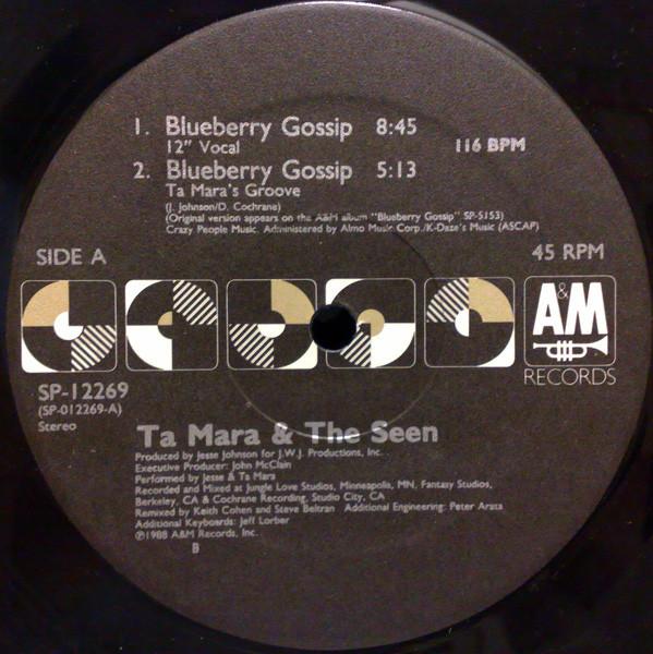 12inch Record TA MARA & THE SEEN - Blueberry Gossip SP12269 A&M Records 1988 US Soul/Funk Used
12inch Record TA MARA & THE SEEN - Blueberry Gossip SP12269 A&M Records 1988 US Soul/Funk Used
