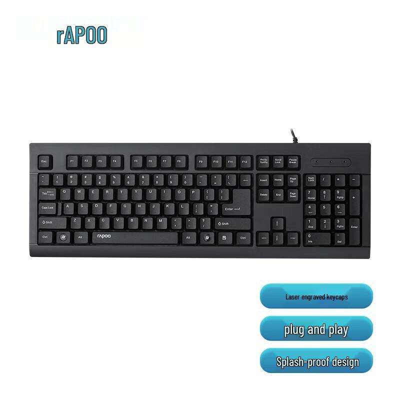 Rapoo K150 Full-size Spill-Resistant Wired Office Keyboard
Rapoo K150 Full-size Spill-Resistant Wired Office Keyboard