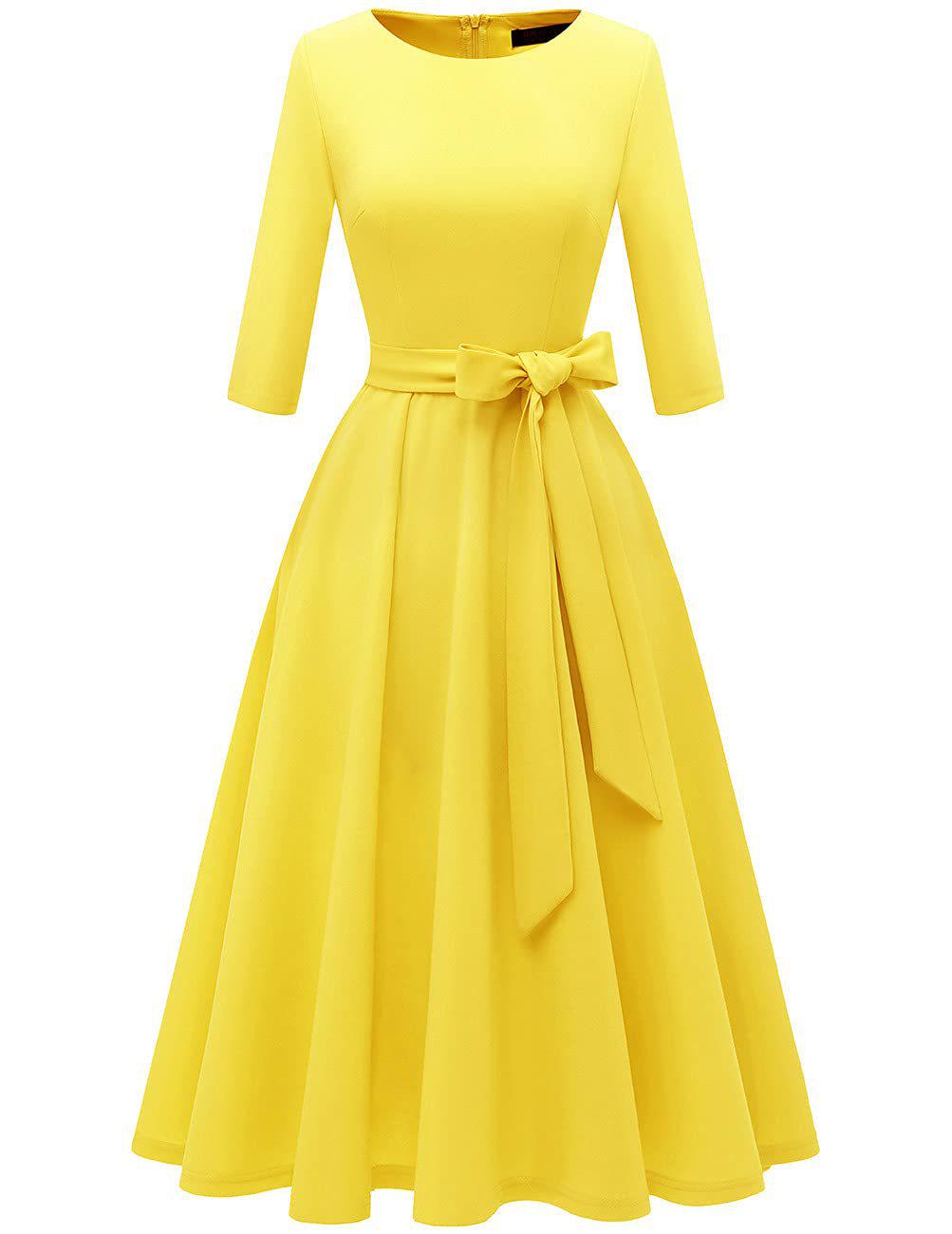 Garden Collar Seven-Sleeve Women s Evening Gown with Wide Hem Skirt - Solid Color Vacation Dress Large жовтий
Garden Collar Seven-Sleeve Women s Evening Gown with Wide Hem Skirt - Solid Color Vacation Dress Large жовтий
