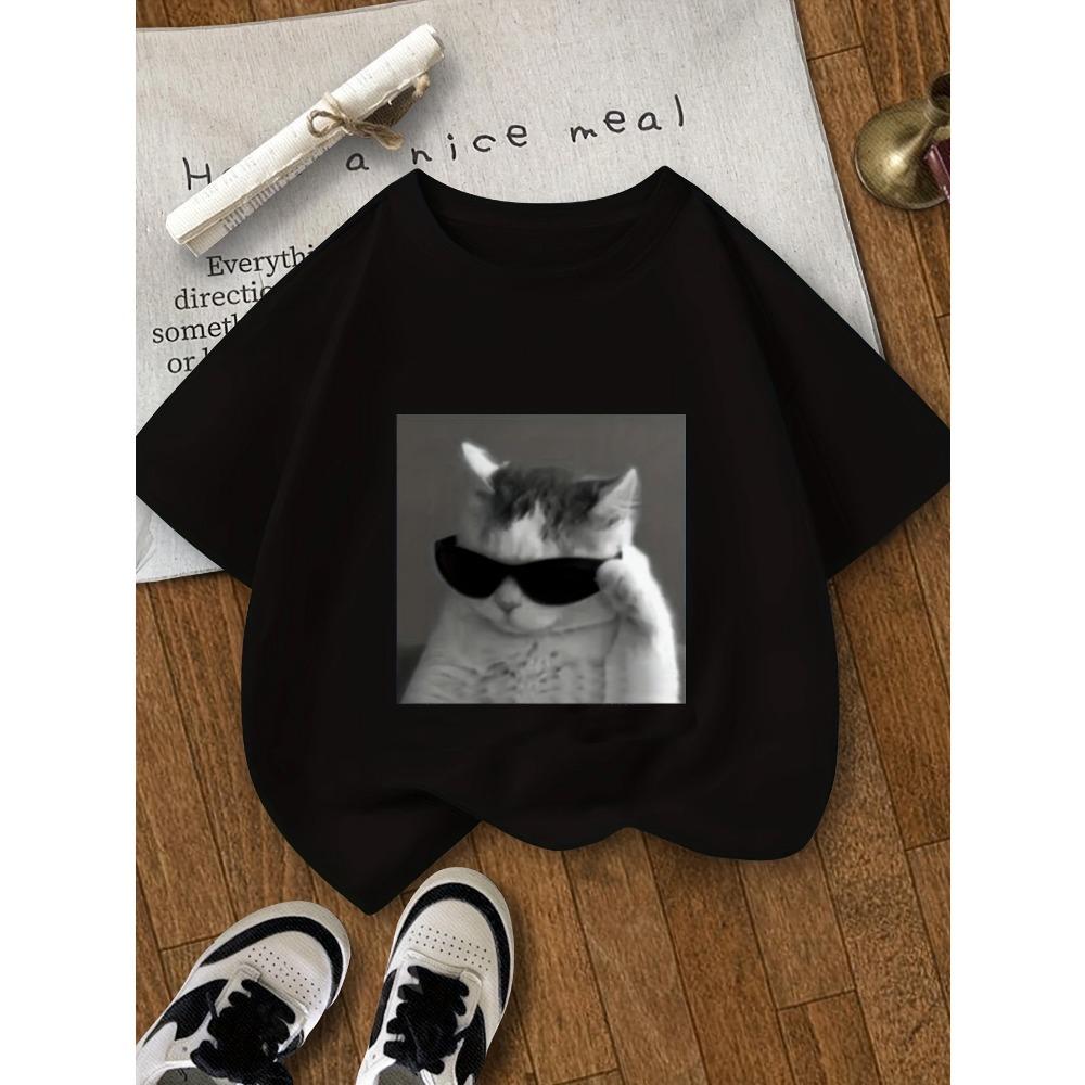 Cat Pattern Printed T-Shirt with Sunglasses Round Neck Sleeved T-Shirt Clothing for Leisure Harajuku Sleeve Clothes 3XL
Cat Pattern Printed T-Shirt with Sunglasses Round Neck Sleeved T-Shirt Clothing for Leisure Harajuku Sleeve Clothes 3XL