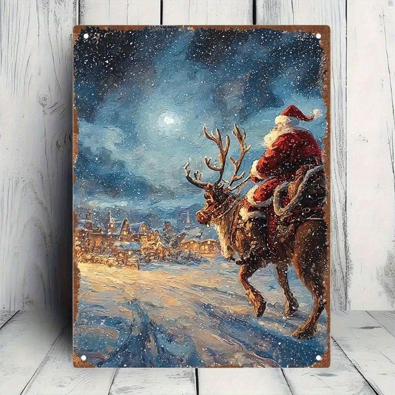 Рождественский металлический постер-табличка, Праздничный настенный декор
Рождественский металлический постер-табличка, Праздничный настенный декор