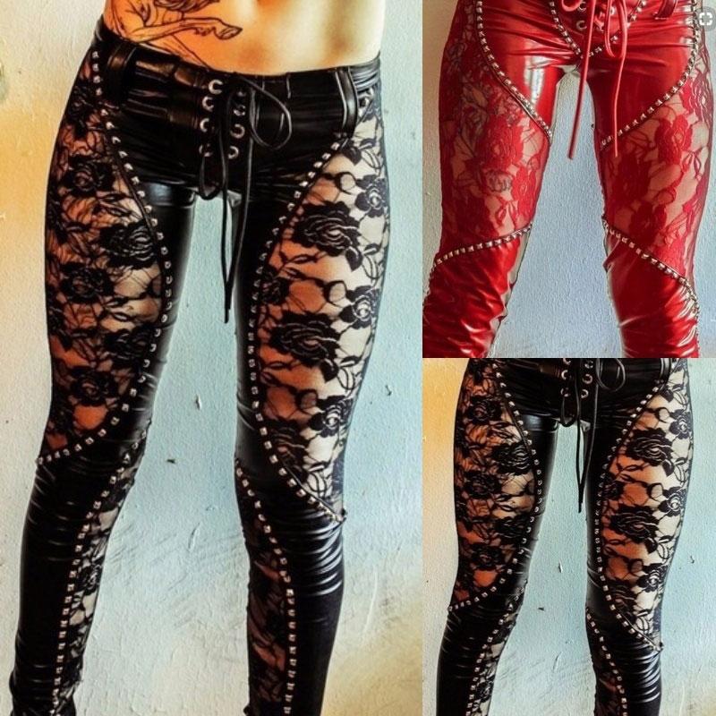 Женская мода Черные выдолбленные кружева Кожаные брюки Повседневные тощие фитнес леггинсы
Женская мода Черные выдолбленные кружева Кожаные брюки Повседневные тощие фитнес леггинсы