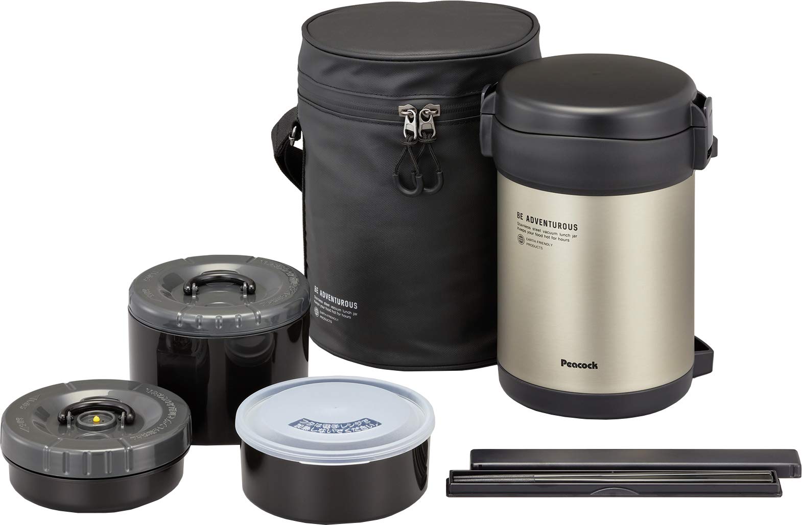 Peacock Lunch Jar Thermal Black with Exclusive Pouch Stainless Steel Lunch Jar B 1.8L ARL-F18
Peacock Lunch Jar Thermal Black with Exclusive Pouch Stainless Steel Lunch Jar B 1.8L ARL-F18