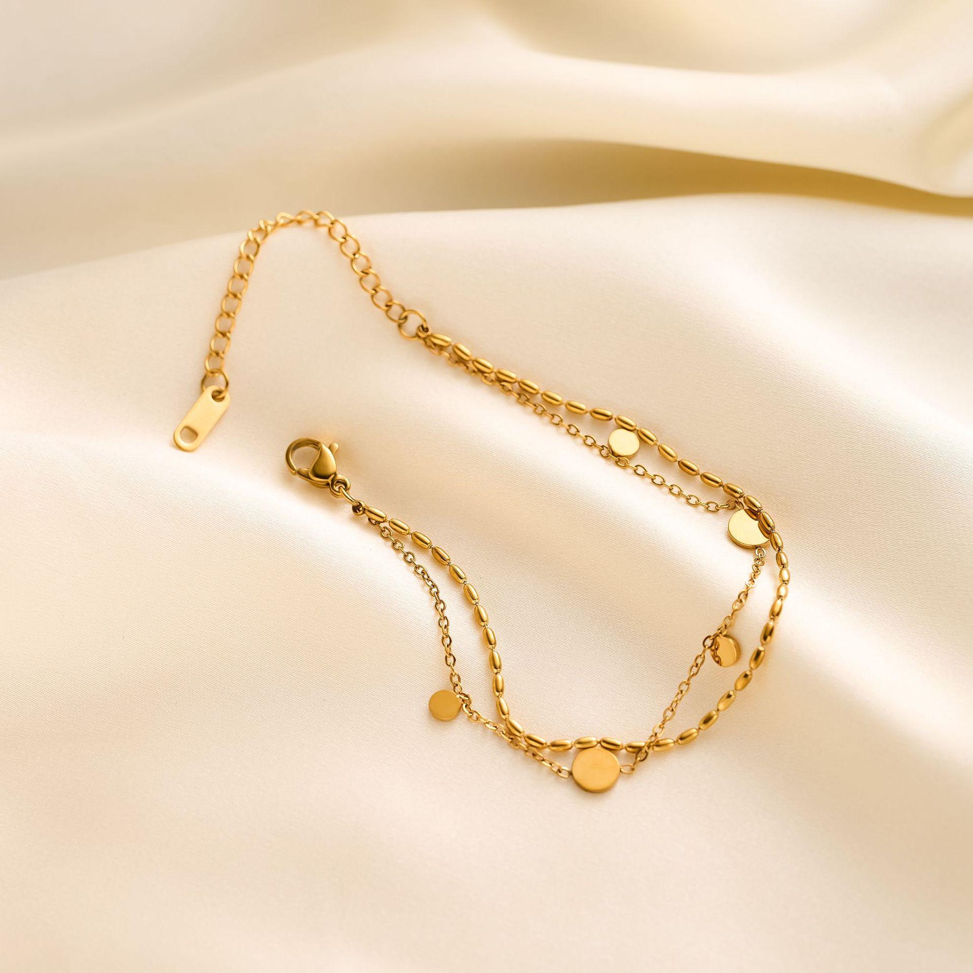 Round Charm Beads Chain Bracelet for Women Stainless Steel Gold Color Double Layer Chains Foot Zircon Valentine s Day Gift 16-21 cm Bracelet
Round Charm Beads Chain Bracelet for Women Stainless Steel Gold Color Double Layer Chains Foot Zircon Valentine s Day Gift 16-21 cm Bracelet