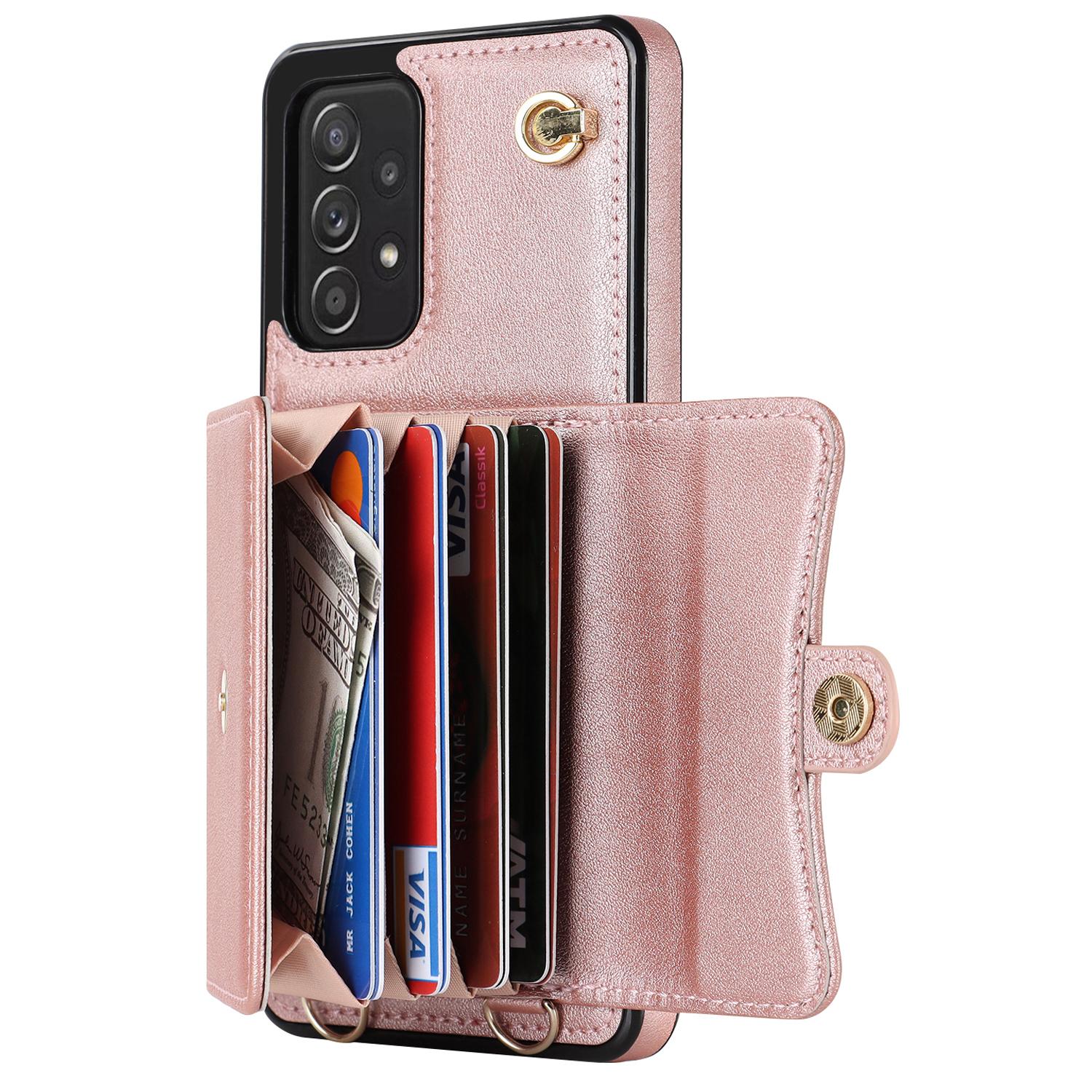 For Samsung Galaxy A73 5G Accordion Style Card Slots Phone Case RFID Blocking Kickstand Cover with Short Strap and Long Strap Rose Gold
For Samsung Galaxy A73 5G Accordion Style Card Slots Phone Case RFID Blocking Kickstand Cover with Short Strap and Long Strap Rose Gold