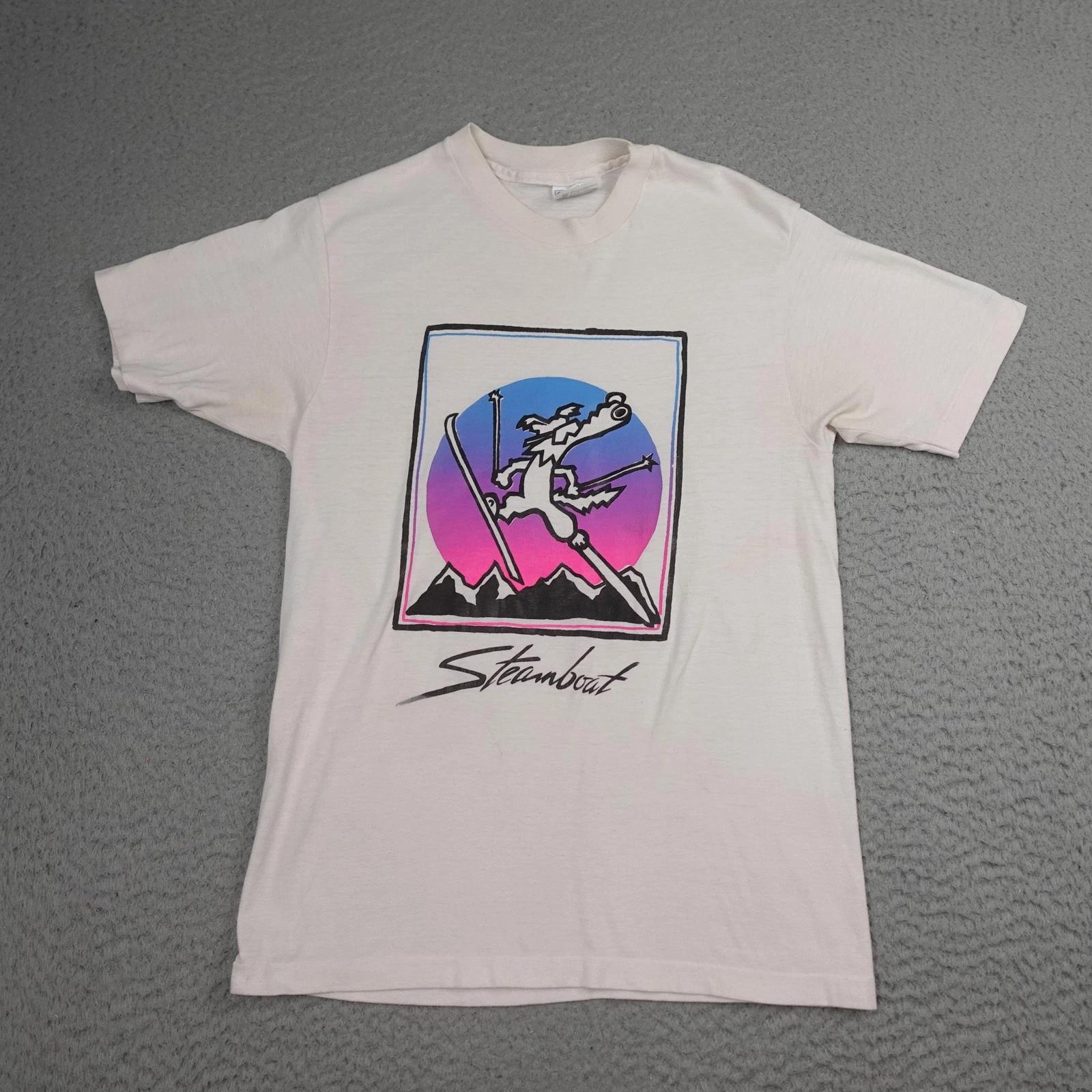 Vintage Steamboat Hanes Shirt Mens Medium White Skiing Retro Graphic Tee 80s L
Vintage Steamboat Hanes Shirt Mens Medium White Skiing Retro Graphic Tee 80s L