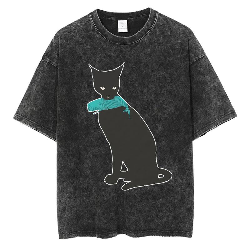 Washed Funny Surreal Black Cat Meme Print T Shirt Men Women Fashion Vintage Tshirt Oversized Cotton Casual Tshirts Streetwear S
Washed Funny Surreal Black Cat Meme Print T Shirt Men Women Fashion Vintage Tshirt Oversized Cotton Casual Tshirts Streetwear S