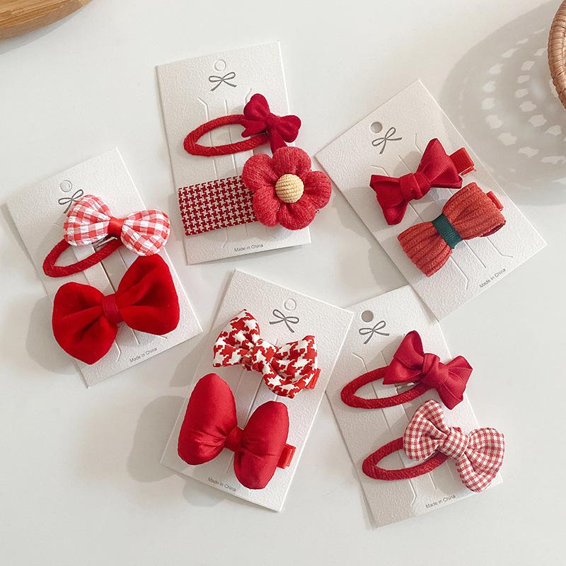 Аксессуары для волос Красный праздничный бантик Сладкий милый цветочный плед Год 
Аксессуары для волос Красный праздничный бантик Сладкий милый цветочный плед Год