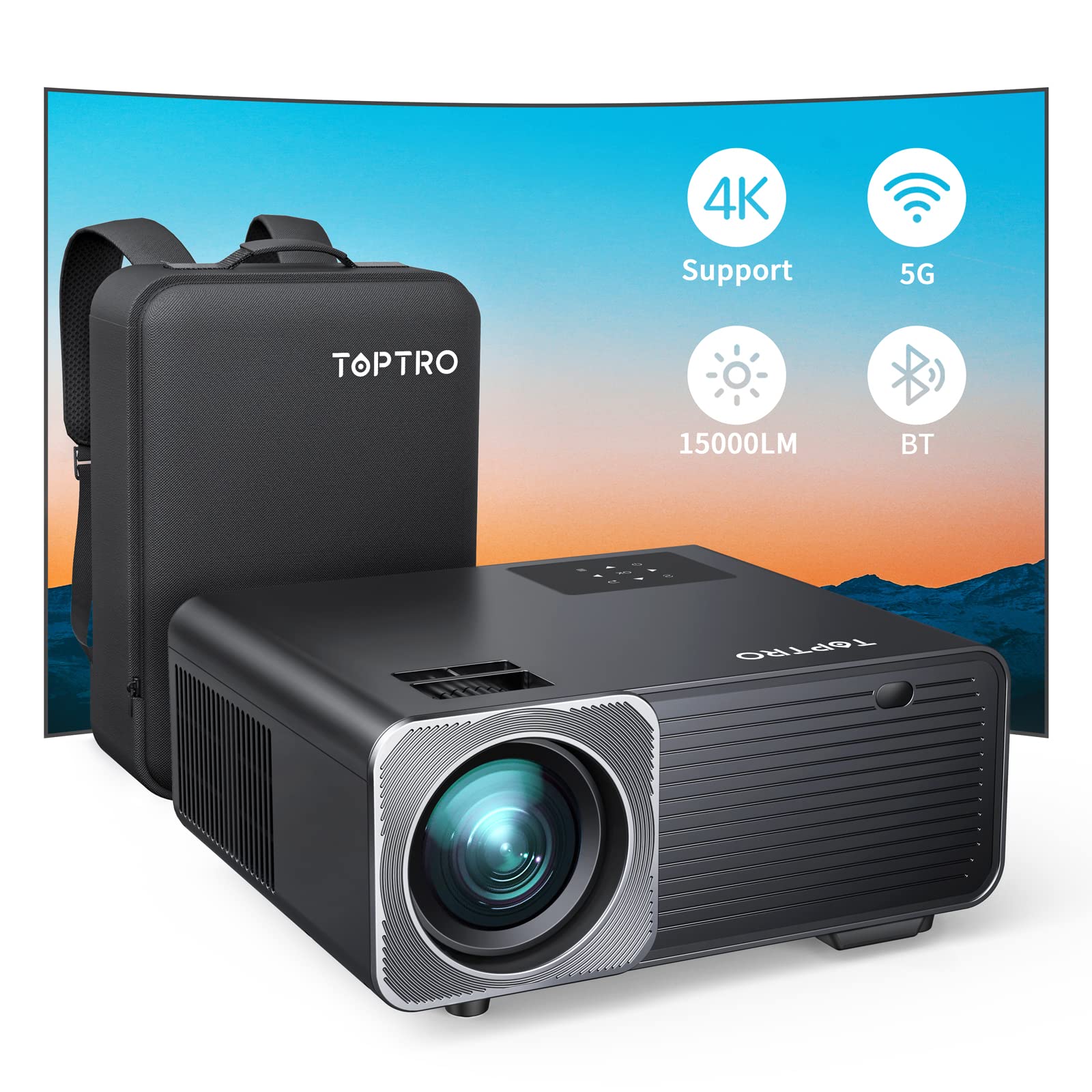TOPTRO Projector 5GWIFI Home Projector High Brightness 15000LM 4K Compatible Projector 1920 x 1080p Resolution 4D Keystone Correction Zoom Small
TOPTRO Projector 5GWIFI Home Projector High Brightness 15000LM 4K Compatible Projector 1920 x 1080p Resolution 4D Keystone Correction Zoom Small
