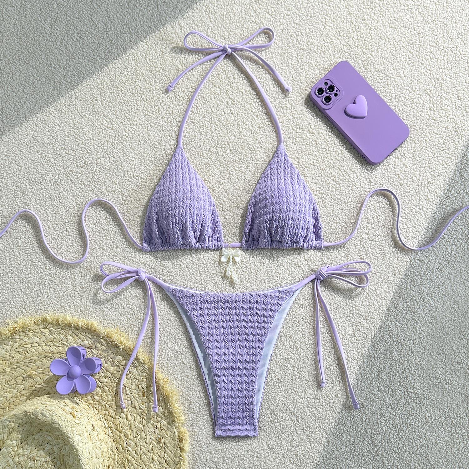 New swimsuit female sexy backless straps solid color bikini L фіолетовий
New swimsuit female sexy backless straps solid color bikini L фіолетовий