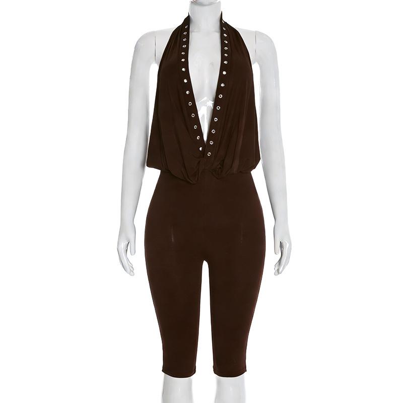 Spring Sexy Hot Girl Style Riveted Halter Backless 3/4 Sleeve Jumpsuit for Women Medium (M)
Spring Sexy Hot Girl Style Riveted Halter Backless 3/4 Sleeve Jumpsuit for Women Medium (M)
