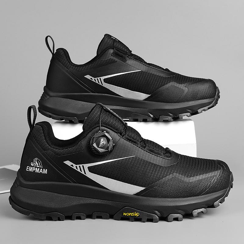 Модная Высококачественная Кожаная Обувь для Пешего Туризма Прочная Уличная Спортивная Мужская Треккинговая Кожаная Обувь На Шнуровке Кроссовки для Скалолазания и Охоты 45 чёрный
