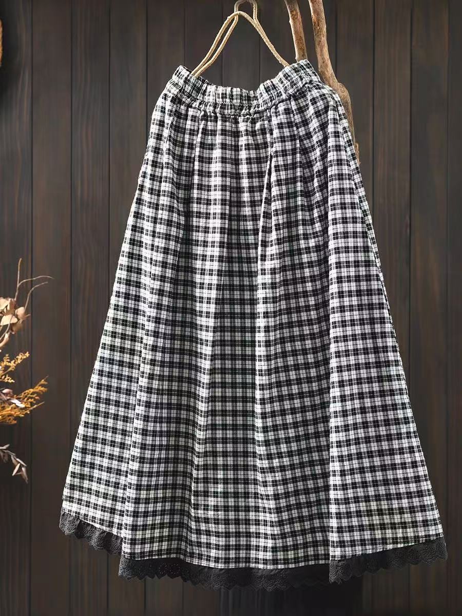 Johnature Women Plaid Skirts Elastic Waist Patchwork Lace Summer Female Casual Soft Skirts M чорний
Johnature Women Plaid Skirts Elastic Waist Patchwork Lace Summer Female Casual Soft Skirts M чорний