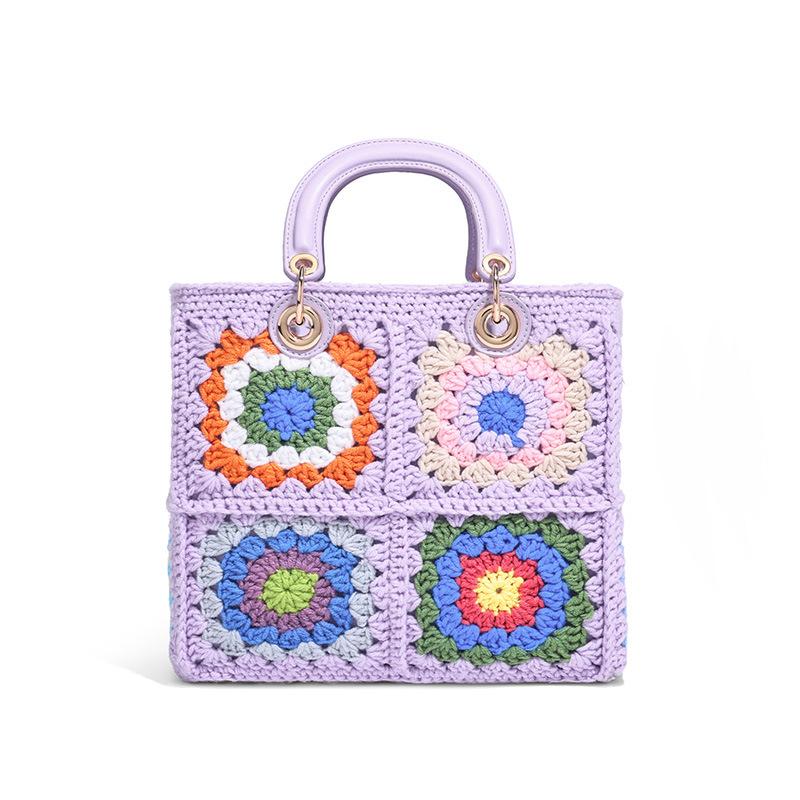 Bohemian Granny SquareCrochet Women Handbags Vintage Wooden Knitted Hand Bags Handmade Woven Large Tote Big Shopper Purses 2025
Bohemian Granny SquareCrochet Women Handbags Vintage Wooden Knitted Hand Bags Handmade Woven Large Tote Big Shopper Purses 2025