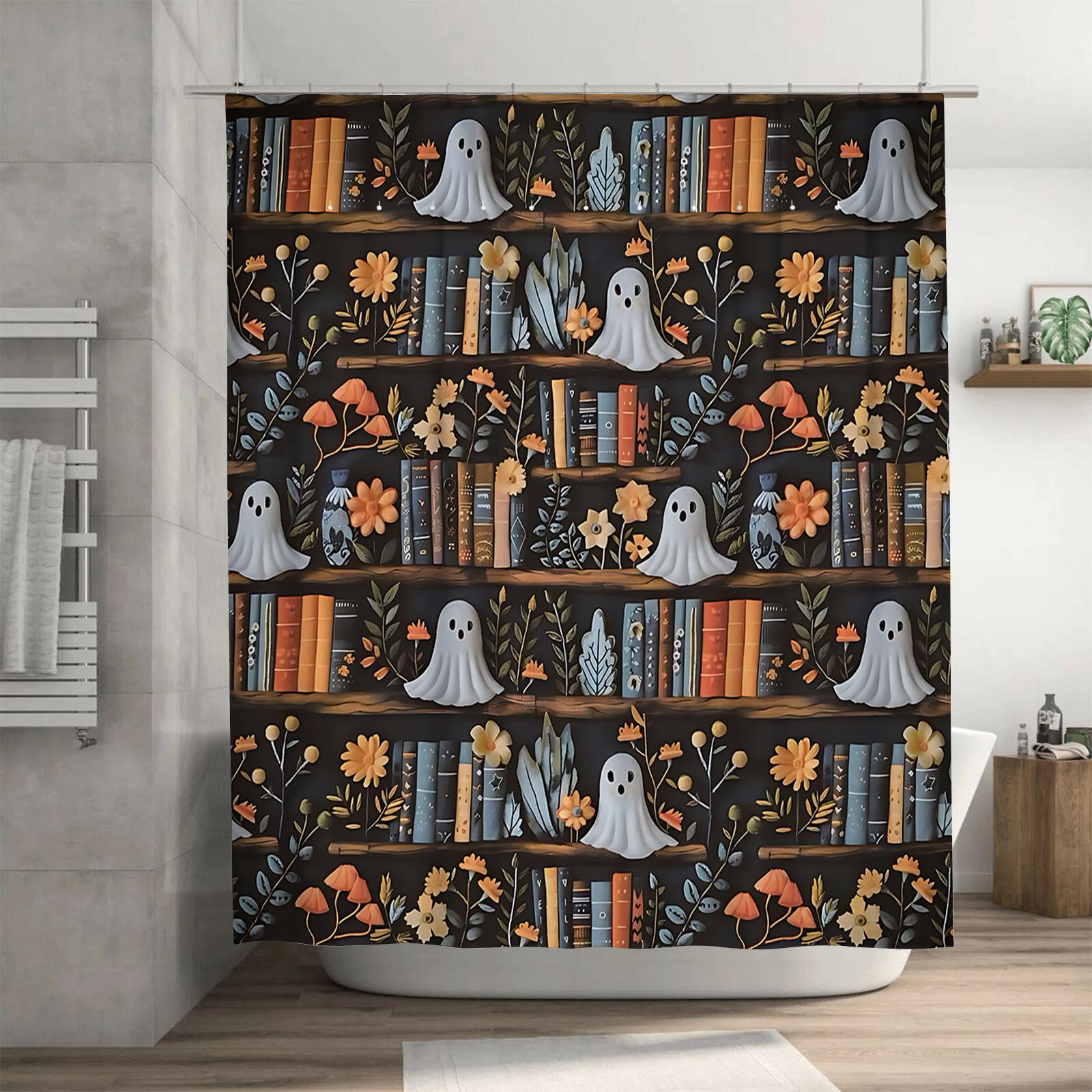 Spooky Halloween Shower Curtain With Ghost And Bookshelf Design - Perfect For A Fun And Festive Bathroom Decor Easy-Clean W60H190(CM)-1 Pcs
Spooky Halloween Shower Curtain With Ghost And Bookshelf Design - Perfect For A Fun And Festive Bathroom Decor Easy-Clean W60H190(CM)-1 Pcs