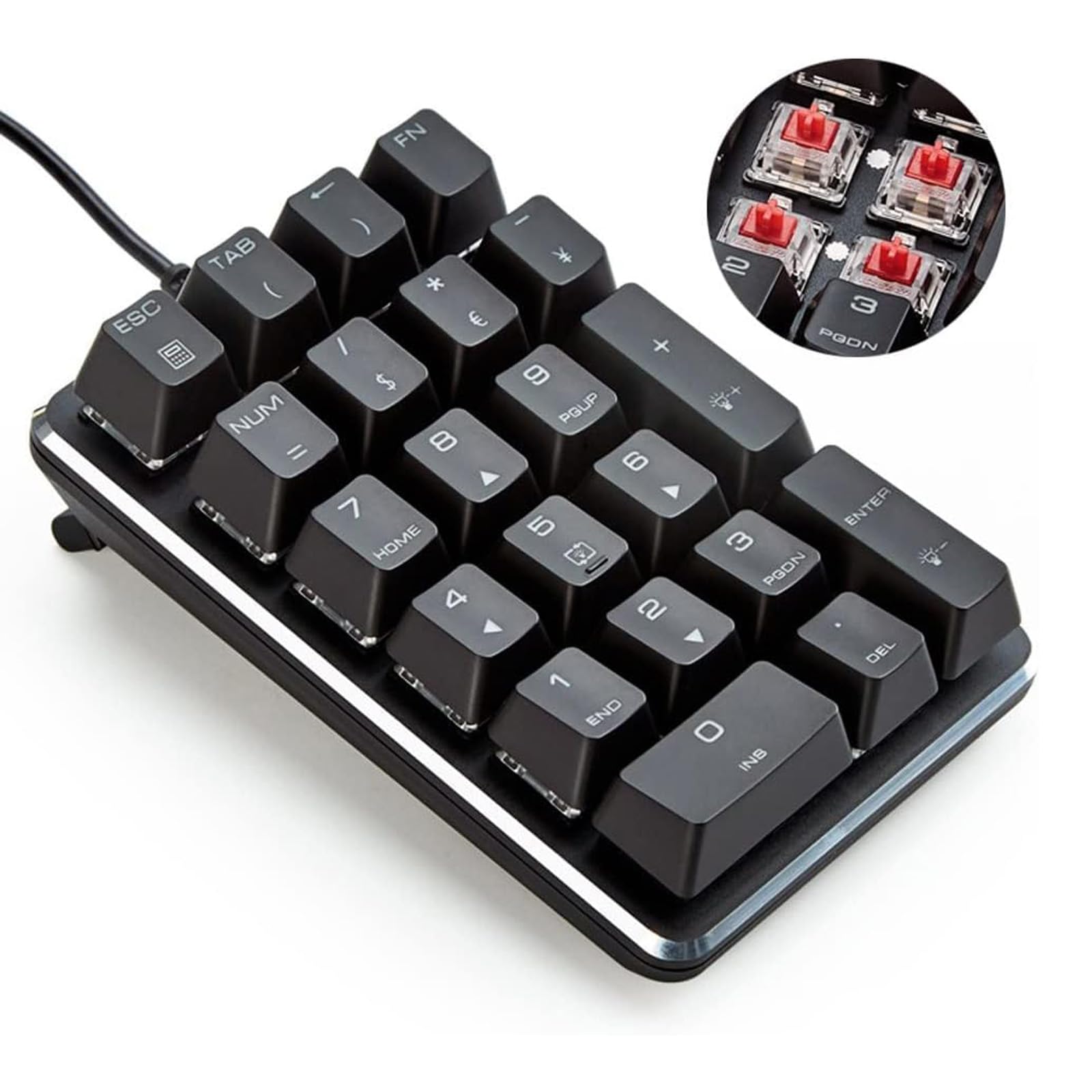 Numeric Keyboard Mechanical Numeric Keypad 21 Key Numeric Keypad 50 Million Times High Durability USB Connection Black Windows Mac Compatible (Red чорний
Numeric Keyboard Mechanical Numeric Keypad 21 Key Numeric Keypad 50 Million Times High Durability USB Connection Black Windows Mac Compatible (Red чорний