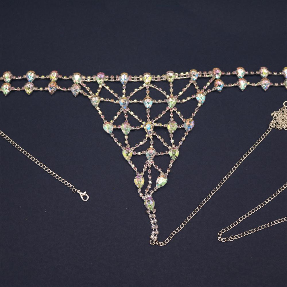 European And American Exaggerated Rhinestone Women S Sexy Bra Thong Chain Ab Colored Diamond Body Chain Set Body Chain Gold plated
European And American Exaggerated Rhinestone Women S Sexy Bra Thong Chain Ab Colored Diamond Body Chain Set Body Chain Gold plated