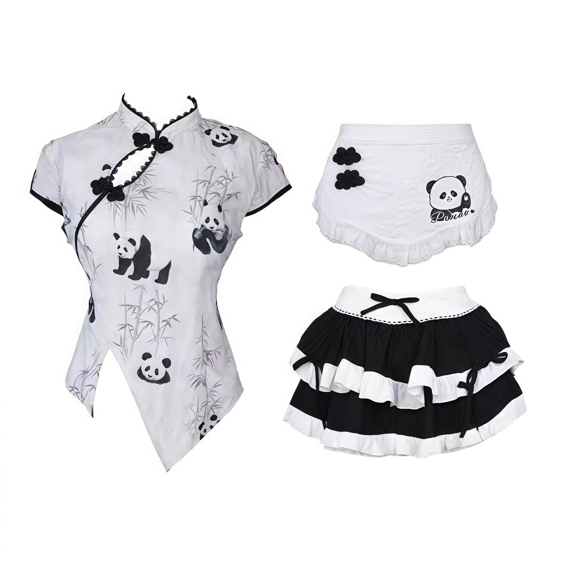 Милый китайский панда ретро принт топ для девочки фартук высокая талия юбка-пачка для торта комплект горничной из трех предметов average size
Милый китайский панда ретро принт топ для девочки фартук высокая талия юбка-пачка для торта комплект горничной из трех предметов average size