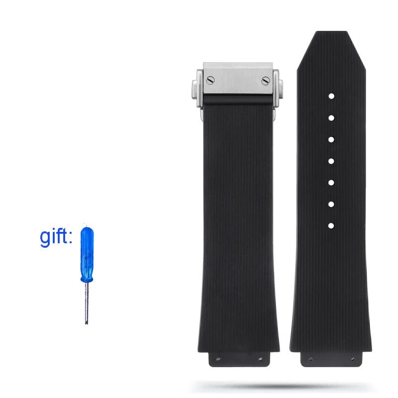 Ремешок для часов 26 мм*19 мм для HUBLOT Classic Fusion Universe Big Bang Series мужские и женские черные силиконовые ремешки для часов аксессуары 26-19mm