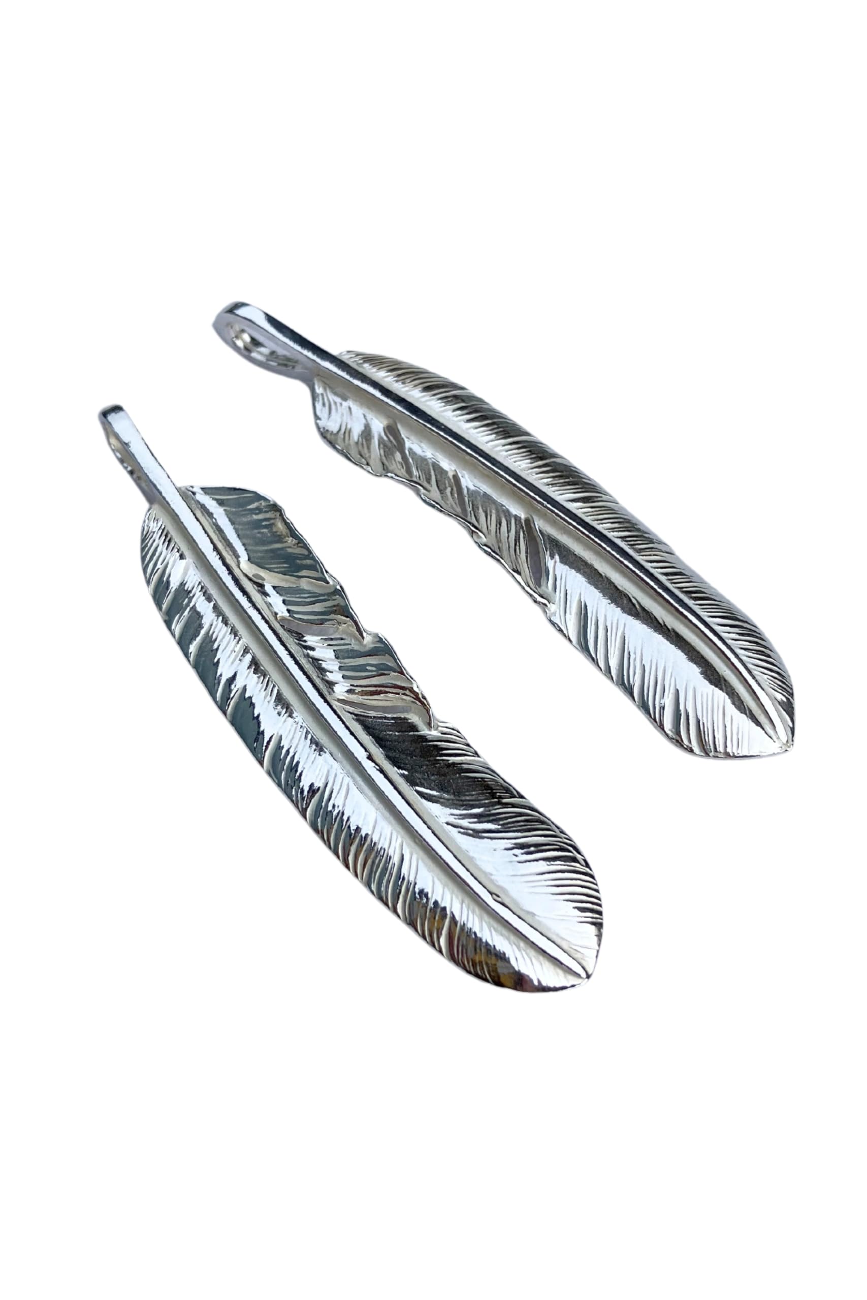 Gorokuro 925 Silver Plain Oversized Feather Pendant (1 Piece) - Customizable Accessory, Material, Native American Jewelry, Silver Feather (Facing
Gorokuro 925 Silver Plain Oversized Feather Pendant (1 Piece) - Customizable Accessory, Material, Native American Jewelry, Silver Feather (Facing