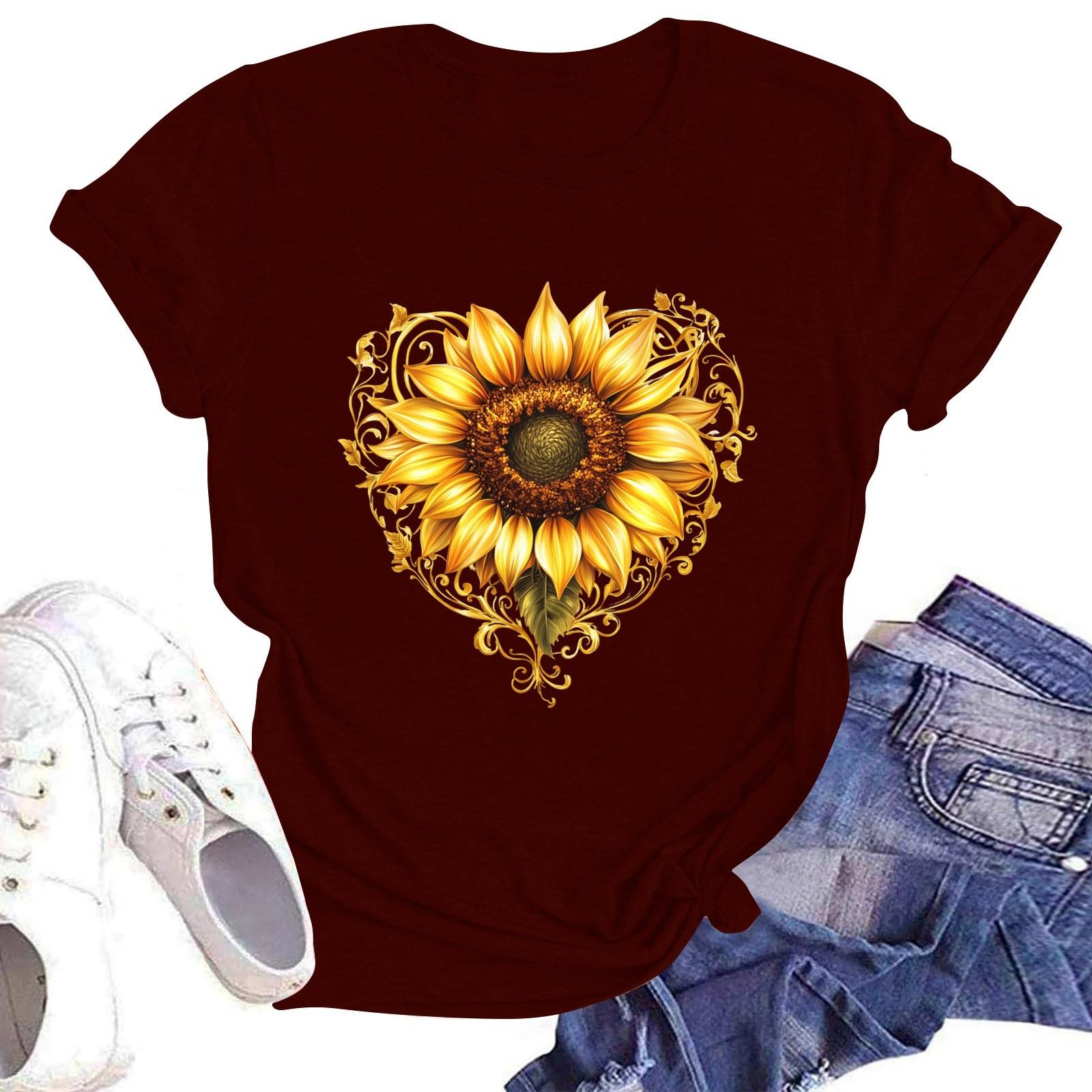 Женская футболка с коротким рукавом и круглым вырезом, повседневный цветочный принт XXL винный
Женская футболка с коротким рукавом и круглым вырезом, повседневный цветочный принт XXL винный