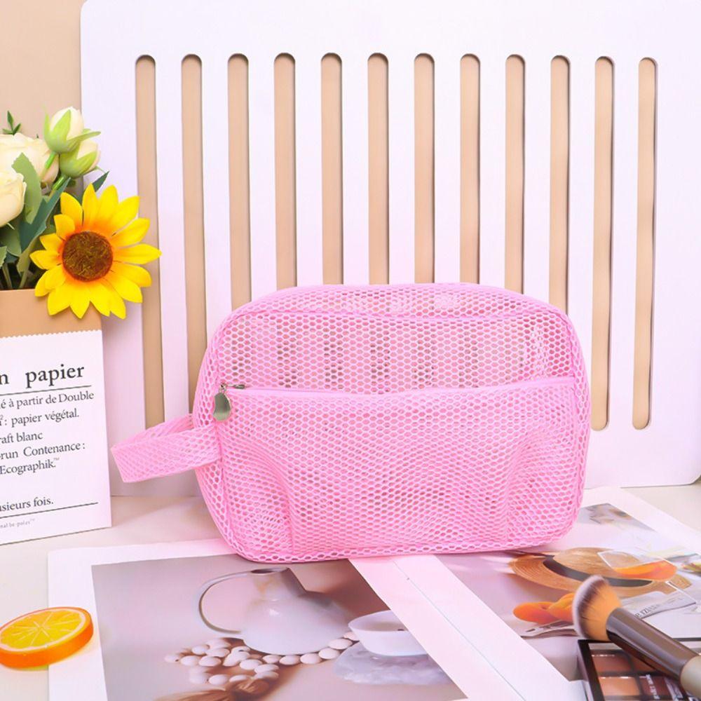 Square Mesh Makeup Bag Portable Travel Wash Bag Casual Transparent Mesh Cosmetic Bag Travel Style2-Pink
Square Mesh Makeup Bag Portable Travel Wash Bag Casual Transparent Mesh Cosmetic Bag Travel Style2-Pink