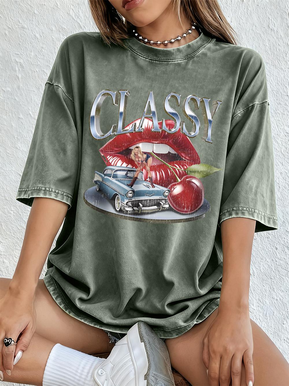 Classy Red Lips Cherry Printing Washed TShirts Women Cotton Oversize Tops Distressed ONeck Soft T Shirts Summer Woman Clothes S
Classy Red Lips Cherry Printing Washed TShirts Women Cotton Oversize Tops Distressed ONeck Soft T Shirts Summer Woman Clothes S
