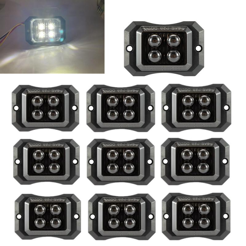 10PCS Waterproof Trucks LED Car Strobe Lights Grill Beacon Lamp 4LED Trailer Warning Emergency Lights for Truck Rear Side light
10PCS Waterproof Trucks LED Car Strobe Lights Grill Beacon Lamp 4LED Trailer Warning Emergency Lights for Truck Rear Side light
