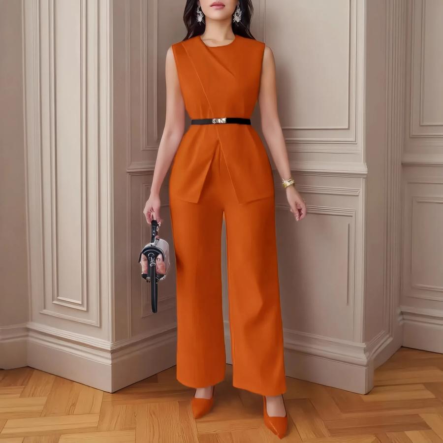Spring/Summer New Women s Solid Color Top & Pants Set with Belt, Casual Outfit XL помаранчевий
Spring/Summer New Women s Solid Color Top & Pants Set with Belt, Casual Outfit XL помаранчевий