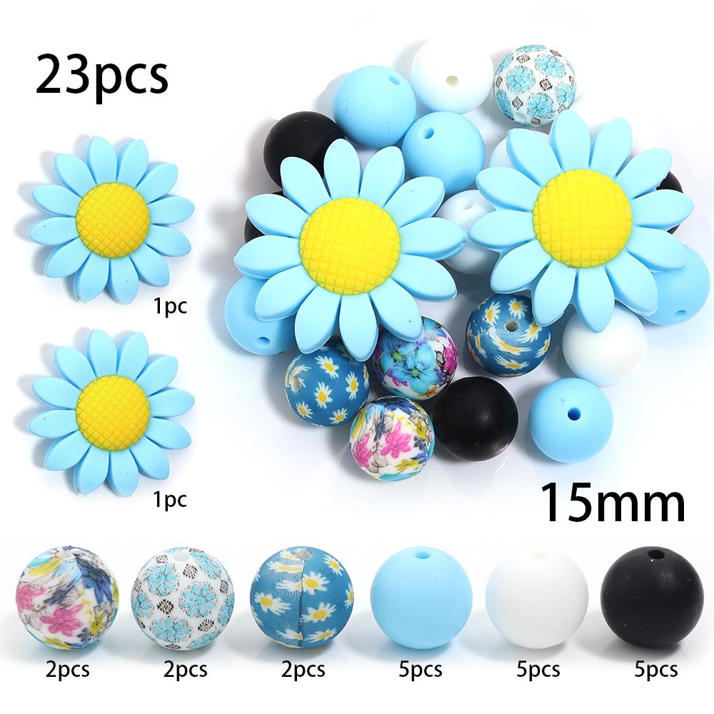 23pcs/set Printed Silicone Beads Flower Beads Round Loose Beads For Jewelry Making DIY Necklace Bracelet Handmade Accessories синий
23pcs/set Printed Silicone Beads Flower Beads Round Loose Beads For Jewelry Making DIY Necklace Bracelet Handmade Accessories синий