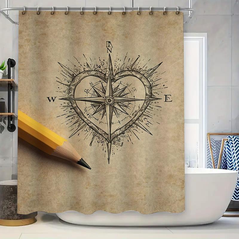 Retro Compass Heart Shower Curtain Bathroom Decor Waterproof Printed Fabric Bath Mat Set (Light Brown with Pen) Online Shopping 90x180cm
Retro Compass Heart Shower Curtain Bathroom Decor Waterproof Printed Fabric Bath Mat Set (Light Brown with Pen) Online Shopping 90x180cm