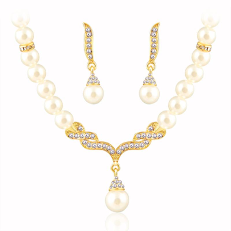 Gold Color Pearl Necklace Set for Women with Clear Crystal Elegant Fashion Costume Jewelry for Party Gift золотой
Gold Color Pearl Necklace Set for Women with Clear Crystal Elegant Fashion Costume Jewelry for Party Gift золотой