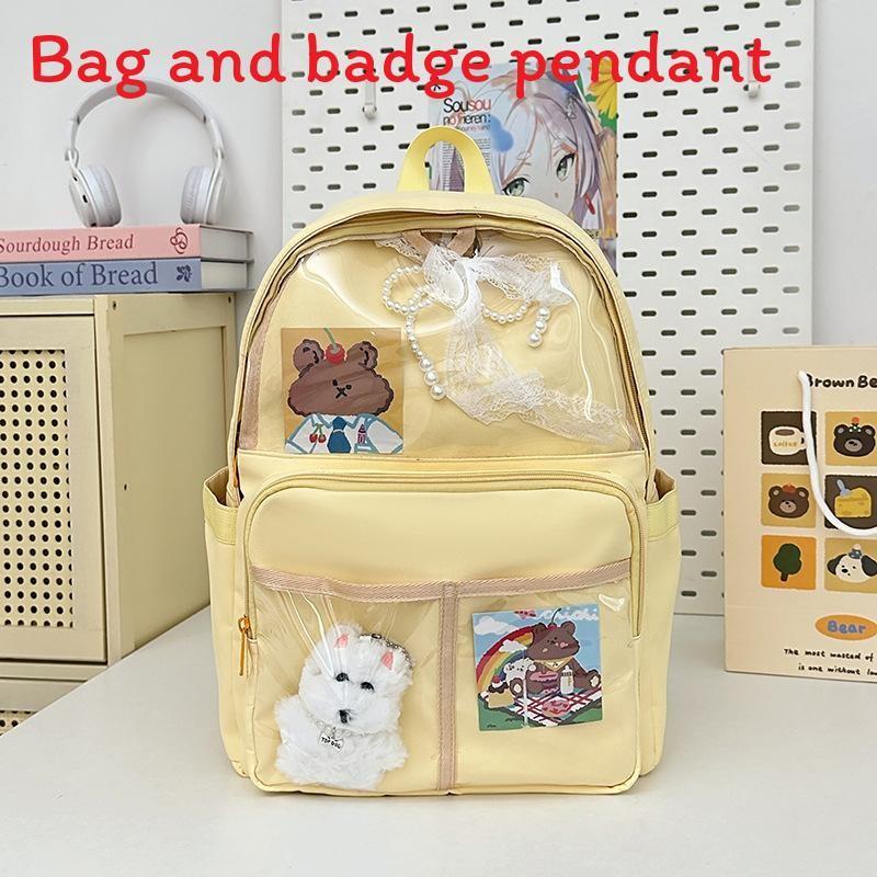 Simple Student Backpack With Transparent Compartments And Badges Pendant жёлтый
Simple Student Backpack With Transparent Compartments And Badges Pendant жёлтый