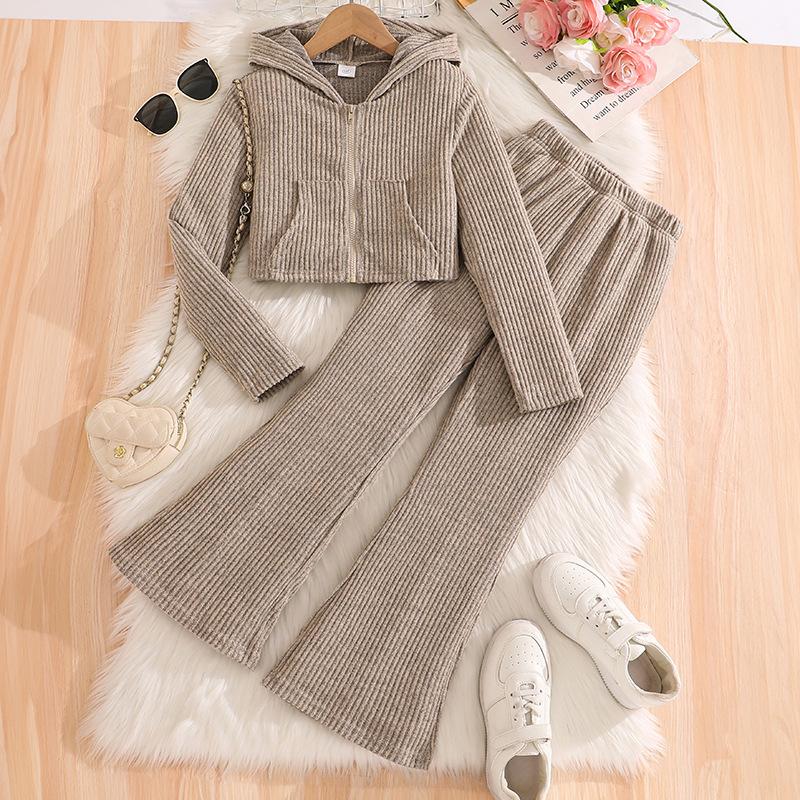 Girls Outfit Autumn Winter New Knitted Ribbed Long Sleeve Hooded Zipper Top Fashion Flared Pants 12Y
Girls Outfit Autumn Winter New Knitted Ribbed Long Sleeve Hooded Zipper Top Fashion Flared Pants 12Y