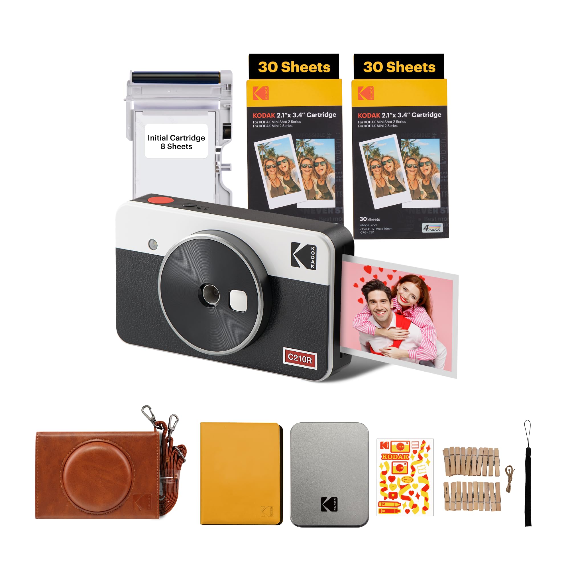 KODAK Mini Shot 2 Retro 4PASS Фотопринтер миттєвої камери 8 камер 60 аксесуарів Білий 2-в-1 & (5,3х8,6 см) + + Пакет,
KODAK Mini Shot 2 Retro 4PASS Фотопринтер миттєвої камери 8 камер 60 аксесуарів Білий 2-в-1 & (5,3х8,6 см) + + Пакет,