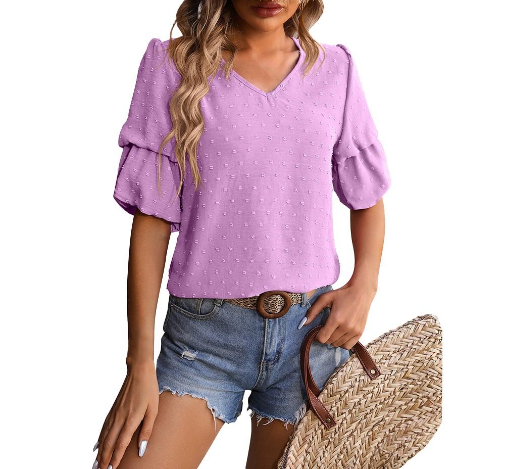 Women s Fashion V-Neck Chiffon Double Layer Bubble Sleeve Clothes Shirt Solid Colour Tops
Women s Fashion V-Neck Chiffon Double Layer Bubble Sleeve Clothes Shirt Solid Colour Tops
