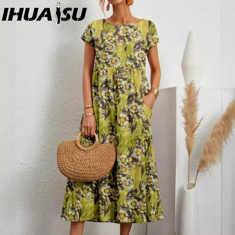 IHUASU Fashion Women s Loose Cotton Linen Sleeveless Crew Neck Print Summer Dress S хаки
IHUASU Fashion Women s Loose Cotton Linen Sleeveless Crew Neck Print Summer Dress S хаки