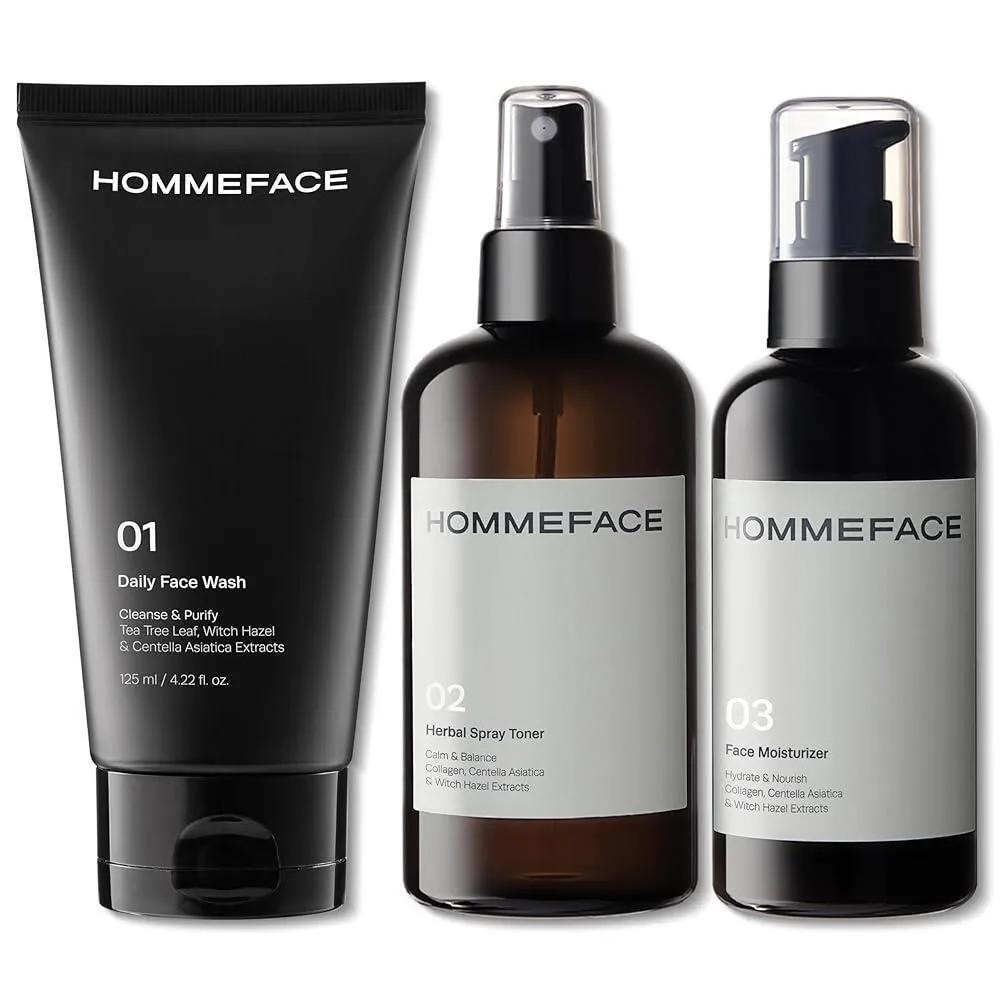 HommeFace Men s Daily Trio 3-Step Routine Includes Face Wash, Herb Spray Toner, and Moisturizer - CICA Tea Tree
HommeFace Men s Daily Trio 3-Step Routine Includes Face Wash, Herb Spray Toner, and Moisturizer - CICA Tea Tree