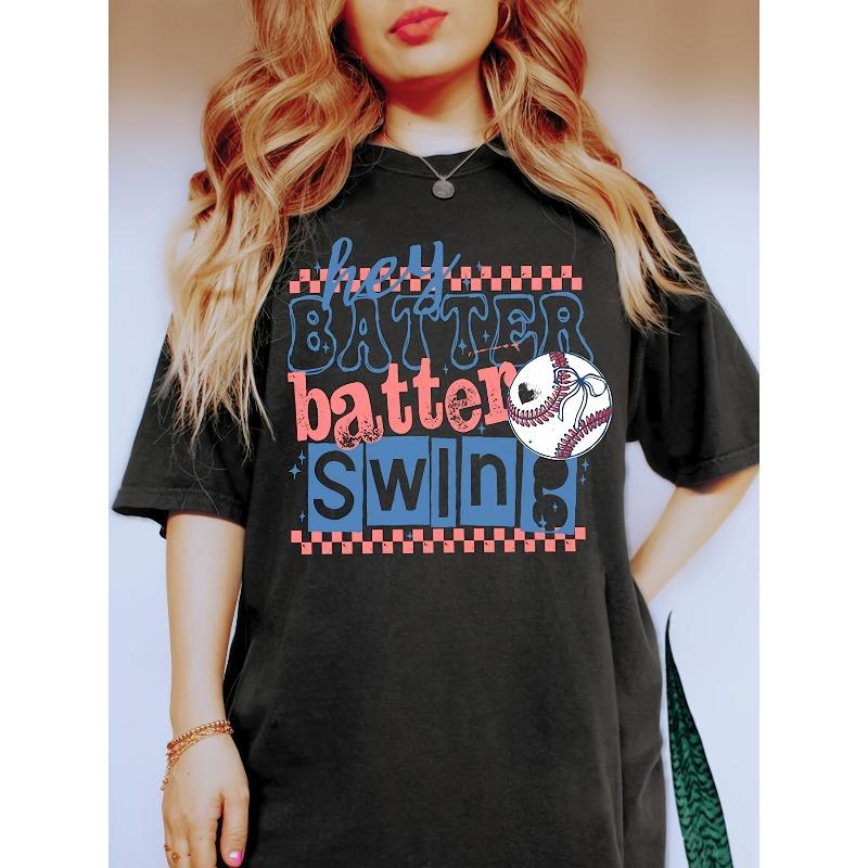 European size Women s Soft Breathable Round Neck T-Shirt - Bat-ter Swinging! Baseball Graphic Print, Casual Short Sleeve Tee for Spring Summer 4XL чорний
European size Women s Soft Breathable Round Neck T-Shirt - Bat-ter Swinging! Baseball Graphic Print, Casual Short Sleeve Tee for Spring Summer 4XL чорний