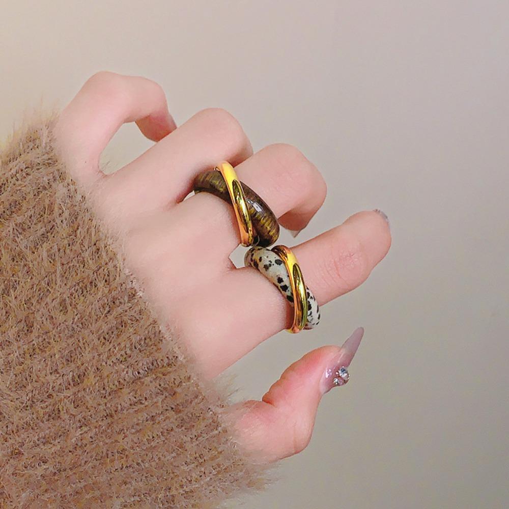 Double Ring Spotted Stone Ring Tiger s-eye Stone Zinc Zinc Alloy Finger Ring Weddings Style 9
Double Ring Spotted Stone Ring Tiger s-eye Stone Zinc Zinc Alloy Finger Ring Weddings Style 9