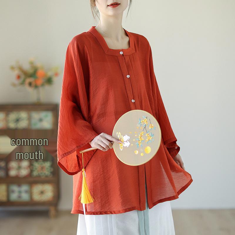 2026 Spring Tencel Linen Ming Dynasty Square Neck Short Sleeve Hanfu Shirt XXL червоний
2026 Spring Tencel Linen Ming Dynasty Square Neck Short Sleeve Hanfu Shirt XXL червоний
