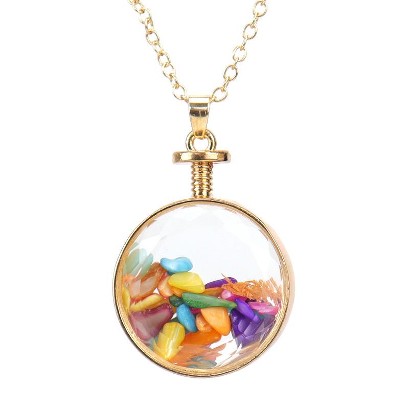 Colorful Natural Gravel Wishing Bottle Round Glass Phase Box Drift Bottle Pendant Necklace N576
Colorful Natural Gravel Wishing Bottle Round Glass Phase Box Drift Bottle Pendant Necklace N576