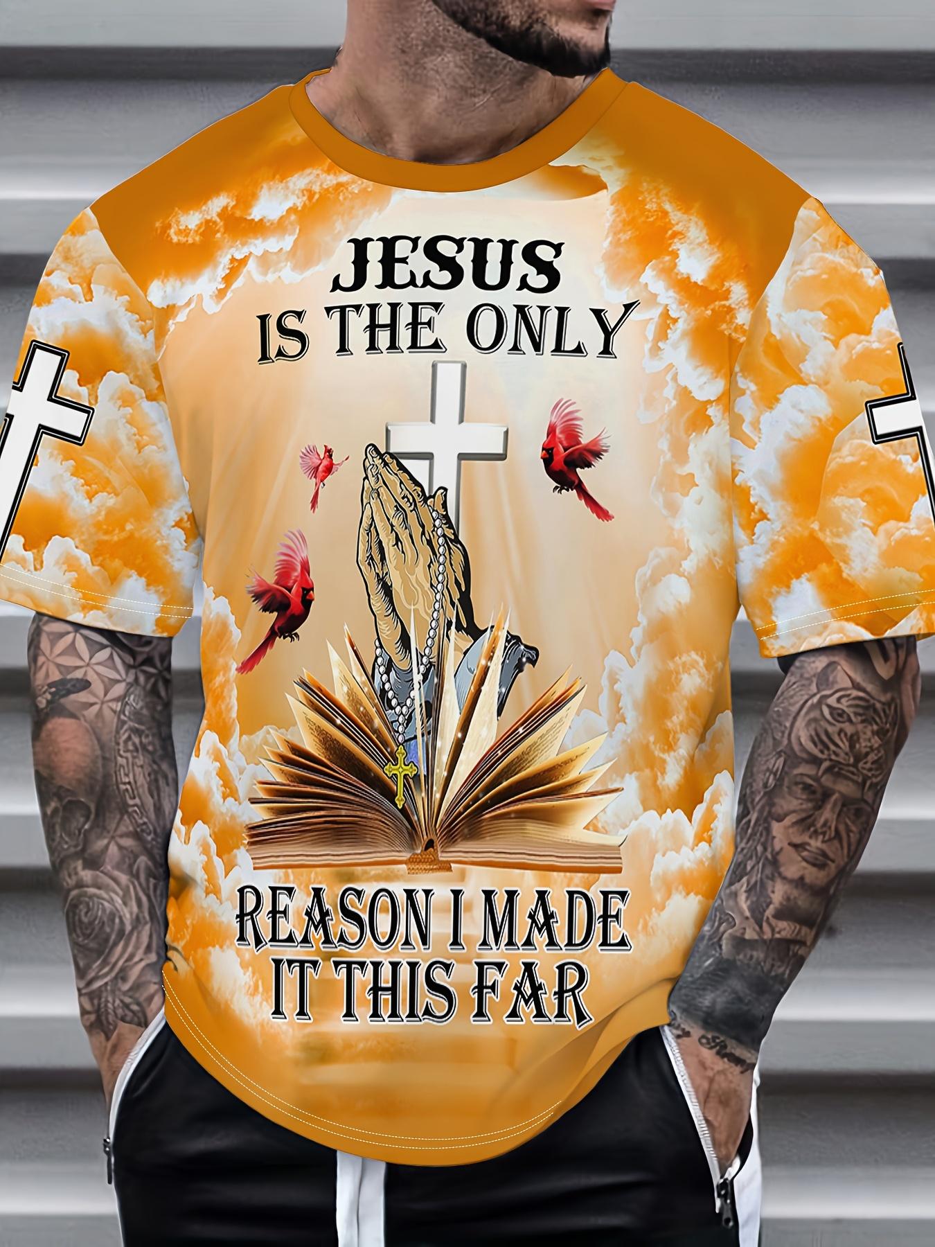 Men s summer T-shirt featuring 3D printed praying hands and cross design with bold religious text 5XL
Men s summer T-shirt featuring 3D printed praying hands and cross design with bold religious text 5XL